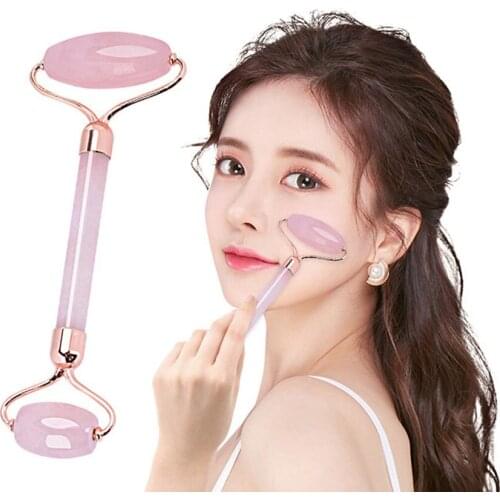 Face Massage Jade Roller Rose Quartz Natural Stone Crystal Slimmer Lift Wrinkle Double Chin Remover Beauty Care Slimming Tools