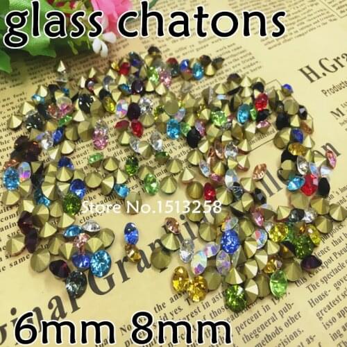 All Sizes All Colors 6mm,8mm Glass Chatons ss29 ss38 Pointed Back Round Crystal Fancy Crystal For Jewelry Accessory