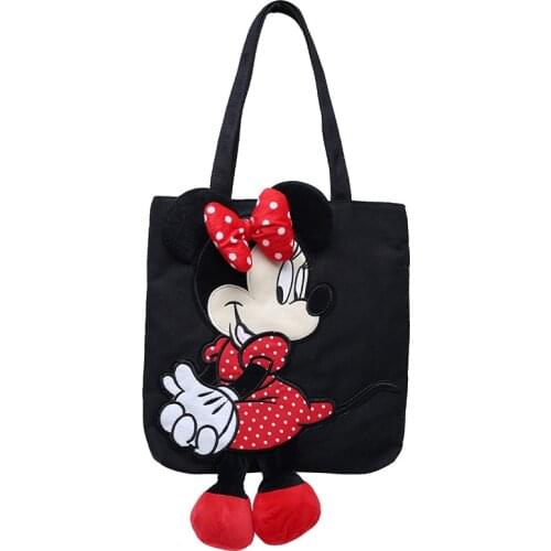 Disney Minnie Mickey Mouse Plush Doll Toys Handbags Casual Bag Mickey Portable Canvas Bag Handcuffs Bag Insulated Lunch Box Bag