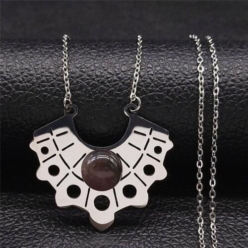 Bohemia Geometry Stainless Steel Purple Crystal Choker Necklace Women Silver Color Necklaces Jewelry bijou femme N1022S04