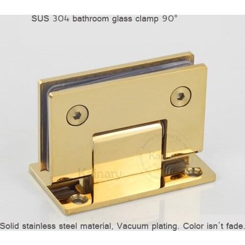 Gold color SUS 304 grade shower room glass clamps 90 degree, bathroom accessories glass clip hardware