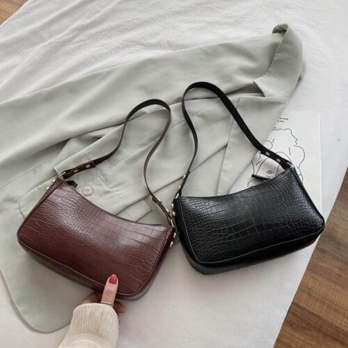 Pure color bag new female han edition fashion alar BaoChun color ins crocodile grain womens single shoulder bag