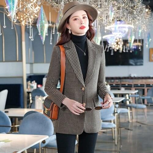 High-quality Womens Office Temperament Suit Autumn and Winter Fashion Foreign Style British Style Long-sleeved Ladies Jacket