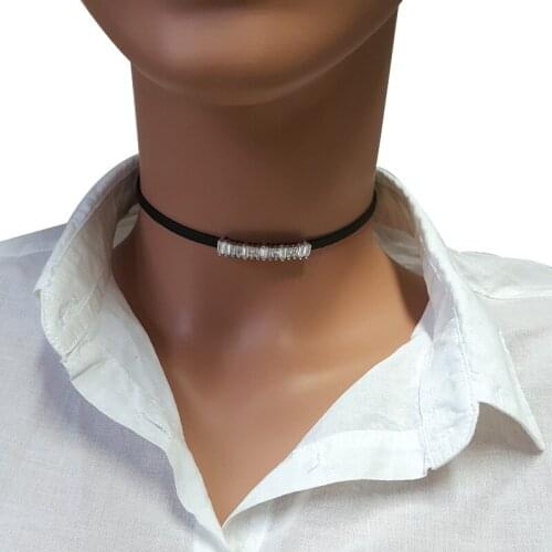 Women Baquette Choker Necklace 925 Sterling Silver Art Deco Women Necklace Made in TURKEY
