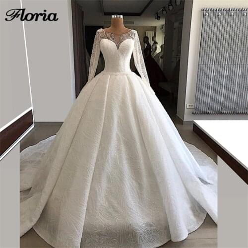 Vestido De Noiva New Elegant Aibye Wedding Dresses 2019 Dubai Design Abendkleider Princess Glitter Sequins Bridal Gowns Arabic