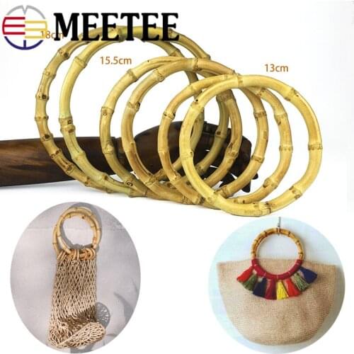 1pair=2pcs18cm Meetee Natural Bamboo Rings Handles DIY Handmade Craft Round Handle Bag Accessories