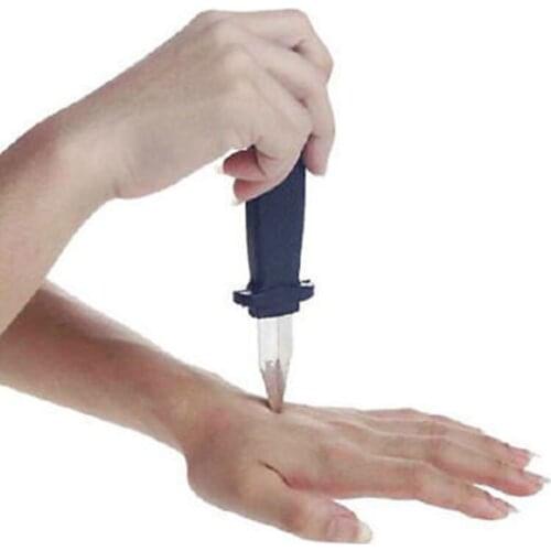 1Pcs Hot Sale Retractable Trick Dagger Knife SLIDE IN Blade Fun Joke Prank Halloween Prop Fake Gag Toys 18cm