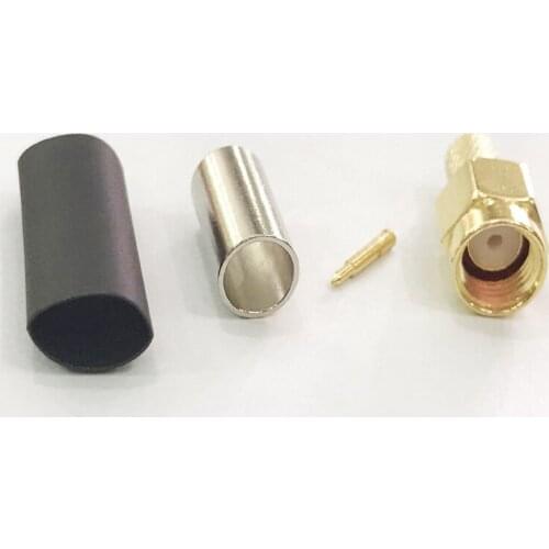 10pcs Gold SMA Male Crimp Cable for RG58 RG142 LMR195 RG400 RF Coax Cable connector Adapter