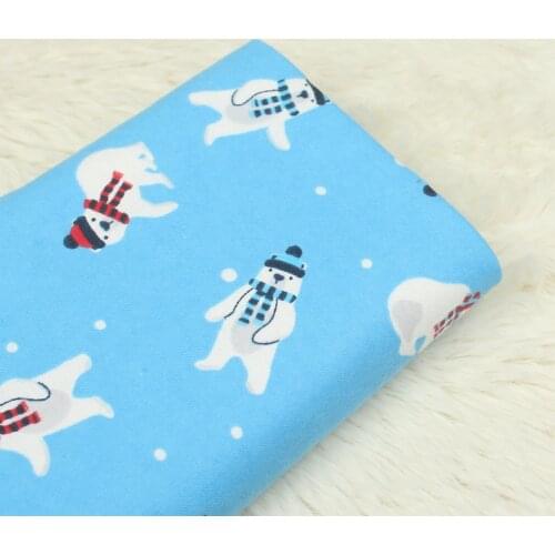 140CM Width Cartoon Bear in Snow 100% Cotton Fabric for Hometextile Backpacks Slipcover Cushion Cover DIY Material