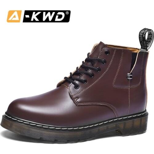 2020 Fashion Black Ankle Boots Men Waterproof Casual Shoes Leather Work Boots Rubber Light Men Boots Botas Hombre Plus Size 46
