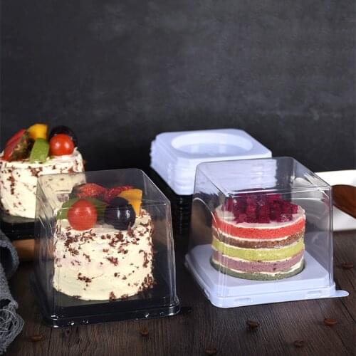 50Pcs Transparent Square Cake Box Mousse Cake Gift Box Dessert Shop Cake Packaging Box Wedding Party Pastry Container Holder