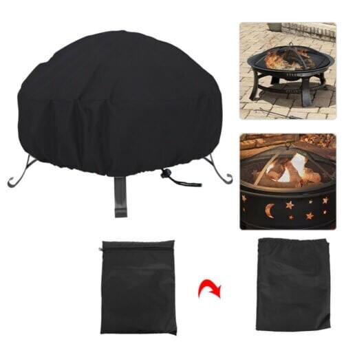 6 Sizes Waterproof Patio Fire Pit Cover Black UV Protector Grill BBQ Cover Garden Yard Round Canopy Furniture Stove Cover