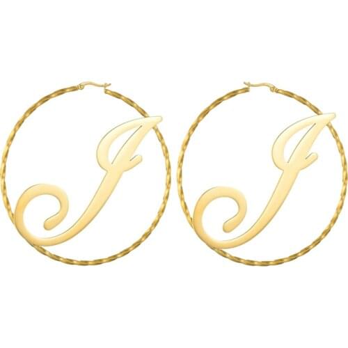 Mode Twist Big Hoop Oorbellen Punk Custom Name Earrings Stainless Steel Personalized Letter Nameplate Earrings Jewelry Gift