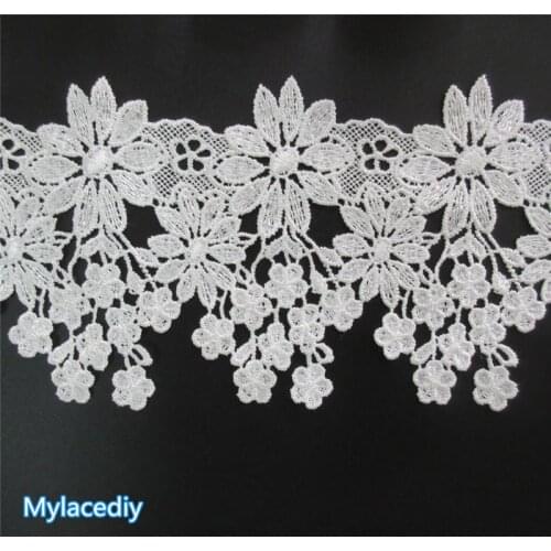 1 yard 9cm Polyester Flower Handmade Embroidered Fabric Lace Edge Trim Applique Ribbon DIY Sewing Supplies Craft Decoration