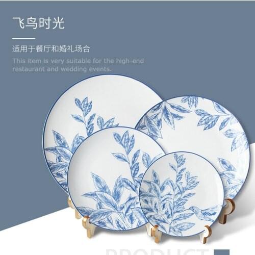 Ceramic Dinner Plate Chinese Style Bone China Plate Set Blue And White Porcelain Plates Daily Household Tableware