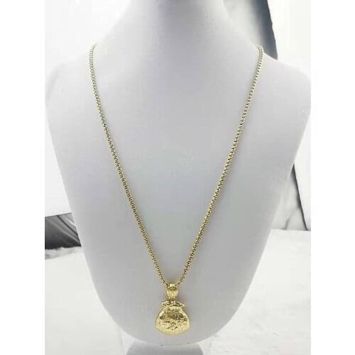Chinese money bag luxury woman fashion stainless steel necklace