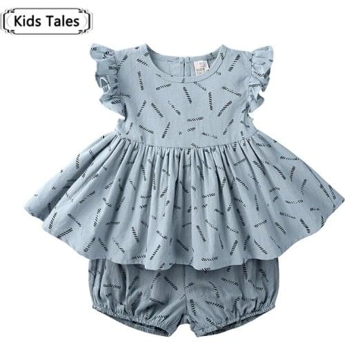 Baby girls summer clothing sets solid o-neck girls summer clothes set kids fashion suit set Gift Dress Cute Kids Clothing