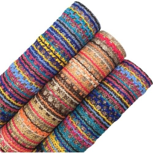 Lace Stripes Printed Lace Glitter Faux Leather Fabric Sheets for Bows Earrings DIY 21X29CM R102A