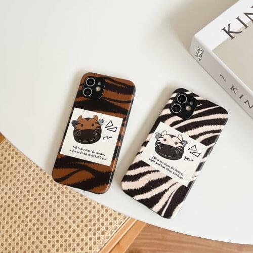 Zebra Stripes Lovely Ox Case for iPhone 12 Pro Max Back Phone Cover for 12 Mini 11 Pro Max X XS XR 8 7 Plus SE 2020 Capa