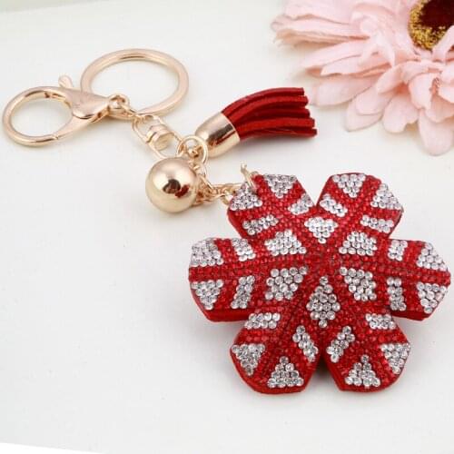 Fashion casual PU leather tassels women keychain bag pendant gold car key chain ring holder retro 6 Colors Crystal jewelry