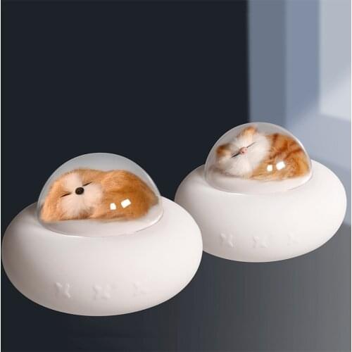 LED Night Light Pet Spaceship Shape Silicone Decor Dimmable Timer USB Charging Children Bedroom Bedside Adjustable Ornament Lamp