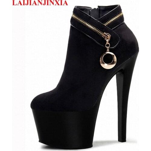 New European and American star model shoe suede, low-cut boot dance, stage shoes, 17cm high heels Dance Shoes