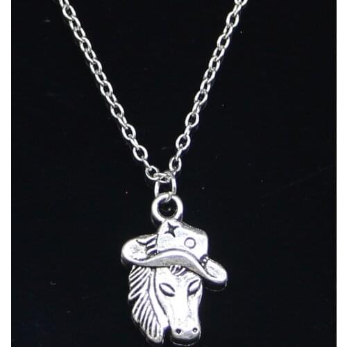 New Fashion Necklace 23x16mm horse in cowboy hat Pendants Short Long Women Men Colar Gift Jewelry Choker