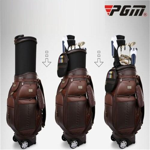 Pgm Golf Standard Ball Bag Genuine Leather Complete Golf Set Bags Large Capacity Retractable Telescopic Package D0482