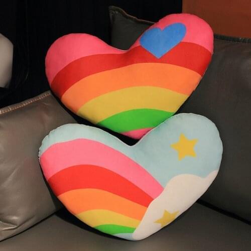 45 x 30 CM Heart Shape Rainbow Love Pillow Plush Toy Large Size PP Cotton Soft Creative Doll Gift Home Car Decor