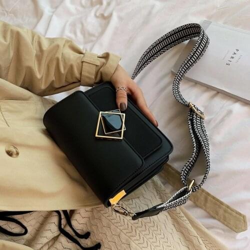 2021 Luxury Women Handbag Leather Female Simple Small Cross Body Bags Single Shoulder Wide Strap Special Lock Hand Bags Designer