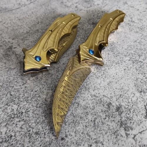 Damascus Steel Folding Knife New Tactical Knife Stainless Steel Pocket Knife Camping Hunting Knife EDC Tool Self Defense Knife