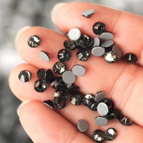 Black Diamond Crystal 16 Facets Hot Fix Rhinestone New Cut 8 Big 8 Small Iron On Hotfix Rhinestones For Garment Motif