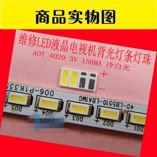 200piece/lot for Repair Haier TCL Hisense LCD TV LED backlight Article lamp SMD LEDs AOT 3V 4020 Cold white light emitting diode