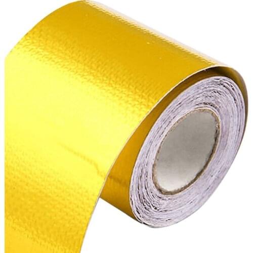 High Temperature Heat Shield Wrap Tape Gold 1 Roll 5mx5cm Glue Sticker Color Change Internal Adhesive Reflective