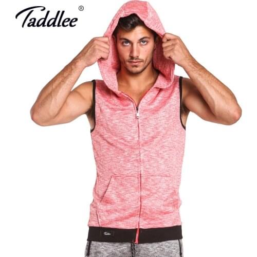 Taddlee Brand Mens Sleeveless Hoodies Fashion Zipper Casual Hooded Sweatshirt Men Hip Hop Hoodie Mens Active Sportswear Cotton
