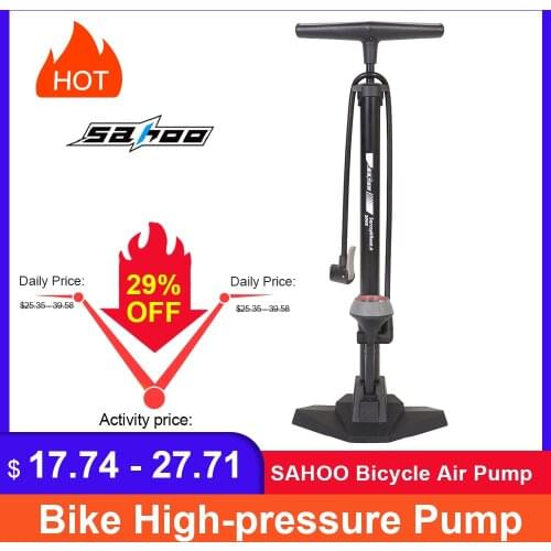 SAHOO Bicycle Air Pump Tire Inflator With TOP Barometer Floor Type Riding Bike High-pressure Pump INFLATOR Cycling Accessories