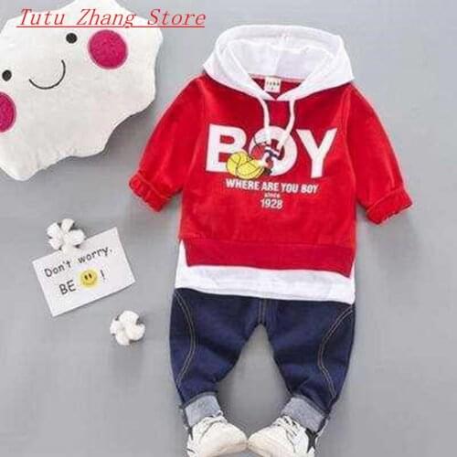 Spring Autumn Baby Boys Clothes Sets Baby Girl Cotton Sports Hooded T Shirt Sweater Pants 2pcs Children Casual Suits For Kids