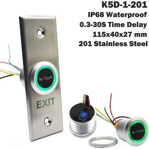DC12V 24V IP68 Waterproof Time Delay Door Lock Release Switch Contactless No Touch Exit Button