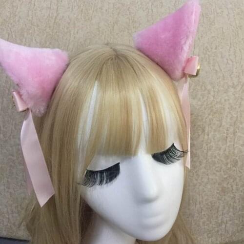 Japanese Harajuku Maid Cosplay Headdress Lovely Cat Ear Ribbon Sweet Lolita Girls Headband