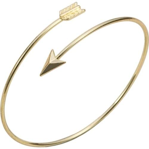 Shuangshuo Adjustable Arrow Bangles Bracelets Wire Bracelet Femme Cuff Bangles Simple Love Gold Bracelets for Women pulseiras
