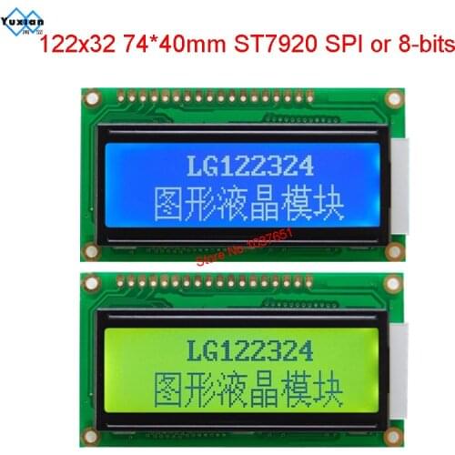 LCD module 12232 122*32 ST7920 SPI display screen 74*40mm LG122324 blue