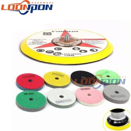 1Pc 4inch Sander Backer Plate and 8Pcs 4inch Sponge Angle Polishing Pad Wheel 150-10000 grit for Wood Metal Abrasive Tool Set