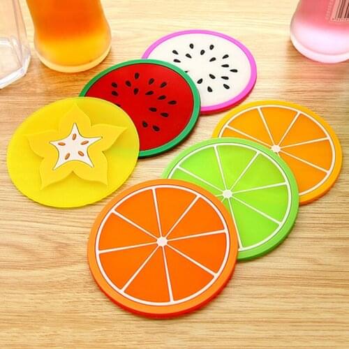 1 PCS Silicone Placemat Fruit Coaster Colorful Drinks Holder Mat Tableware Placemat Mug Pads Heat-insulated Bowl Mats