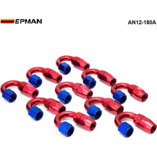 10pcs /set 180Degree High Performance AN12 Hose End Fitting Aluminum oil cooler hose fitting AN12-180A