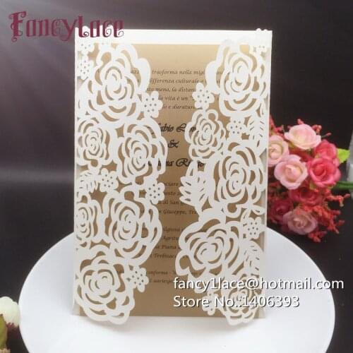 10Pcs/Lot Hollow Lace Flower Laser Cut Customizable Business Party Birthday Invitations Card Decoration Romantic Wedding Favor