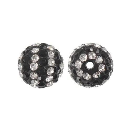 1000pcs/lot DIY Jewelry CZ Rhinestone Crystal 10MM beads For Pave Disco Balls beads STRIPE White - Black Color