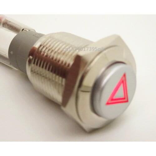 16MM metal button switch with lock LED light emergency warning double flashing light fog light switch button 12V