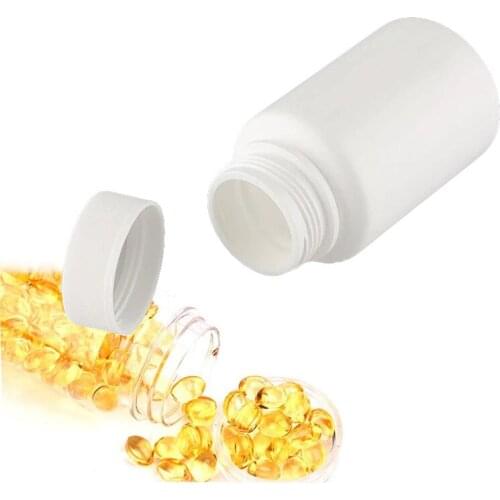 50pcs 100ml 100cc HDPE White Empty Pharmacy Refillable Vitamin Capsules Bottles with Screw Caps