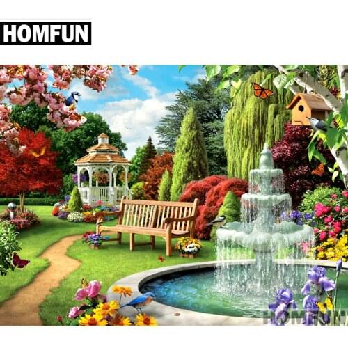HOMFUN Full Square/Round Drill 5D DIY Diamond Painting "Scenic garden" Embroidery Cross Stitch 5D Home Decor Gift A01685