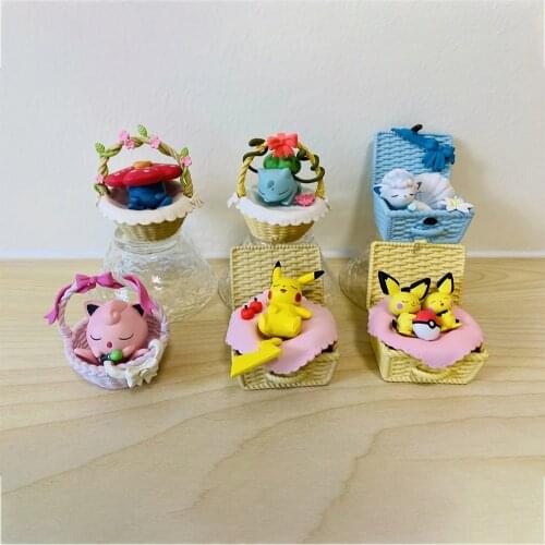 Anime Pokemon bikachu Wonder Frog Seed Fat Ding Bawang Flower Q Version Box Egg Decorations Collections gift Small basket doll